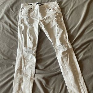 White , ripped skinny jeans